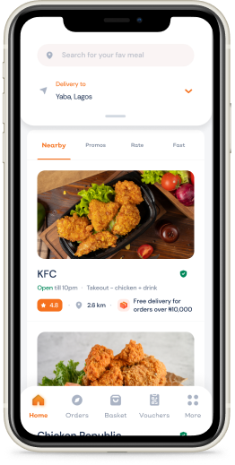 Screens flow for ordering food — screen 2