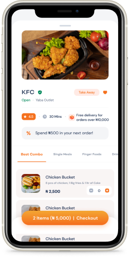 Screens flow for ordering food — screen 3