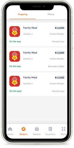 Screen flow for tracking food order — screen 2