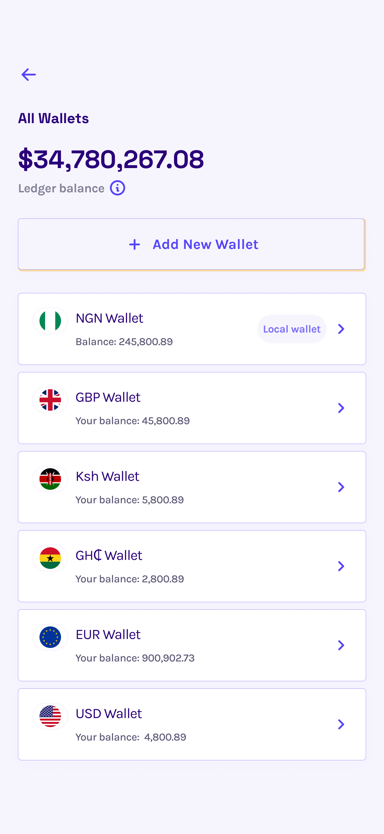 A dollar card without the borders — app screen 2