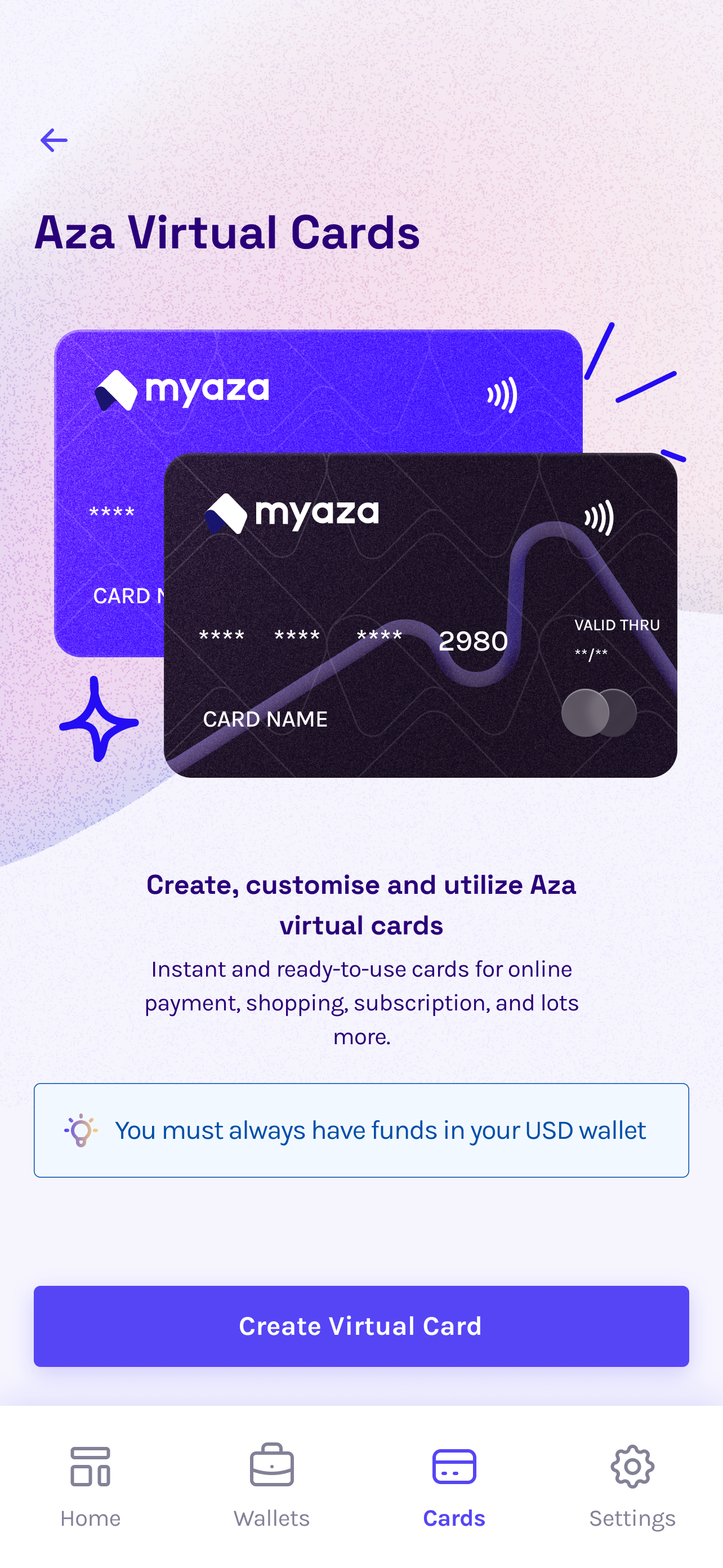 A dollar card without the borders — app screen 6