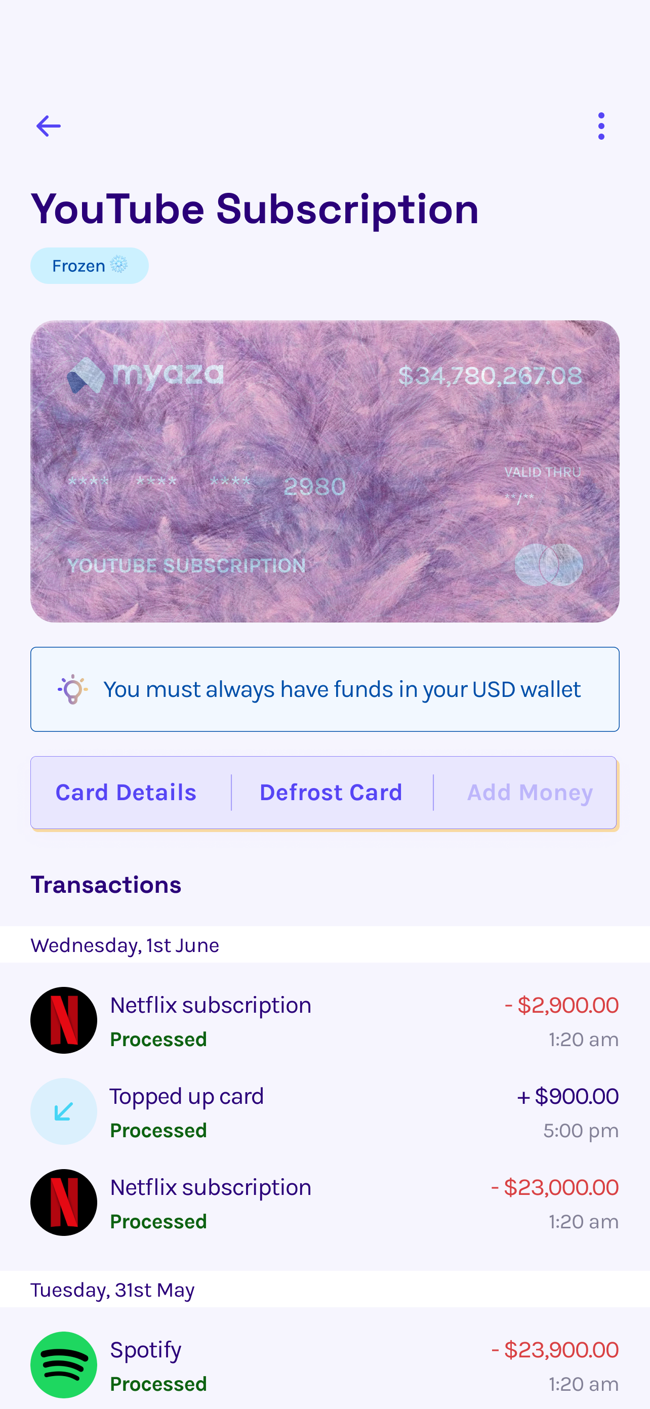 A dollar card without the borders — app screen 8