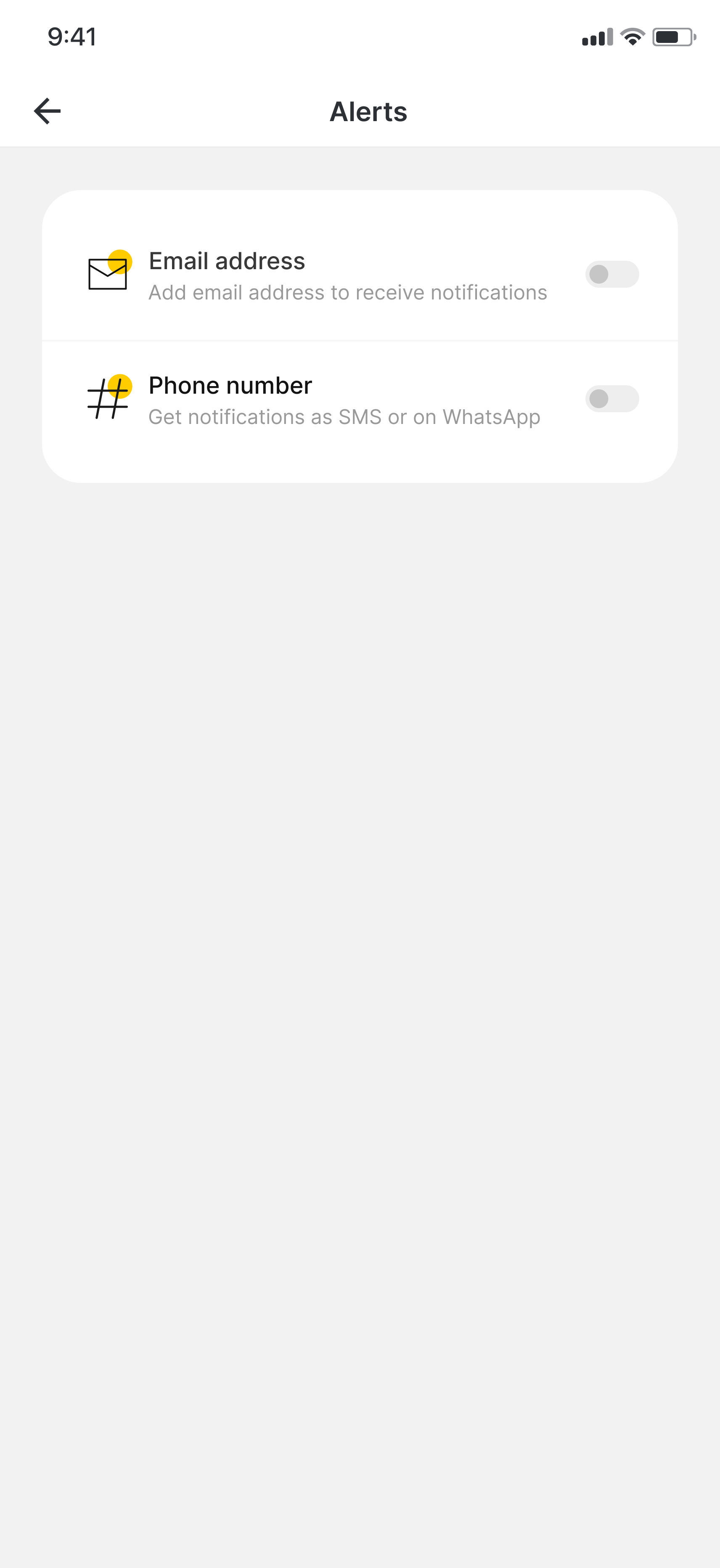 Transaction alerts for business banking — app screen 3